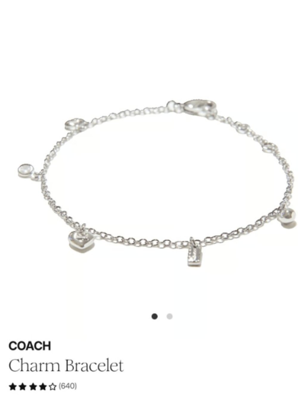 Coach Silver Plated Adjustable Clasp Charm Bracelet NWT - Picture 1 of 5
